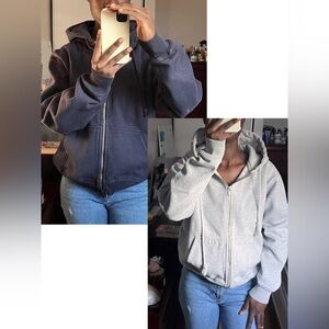 Brandy Melville - Grey AND Navy Blue Zip Up Hoodie